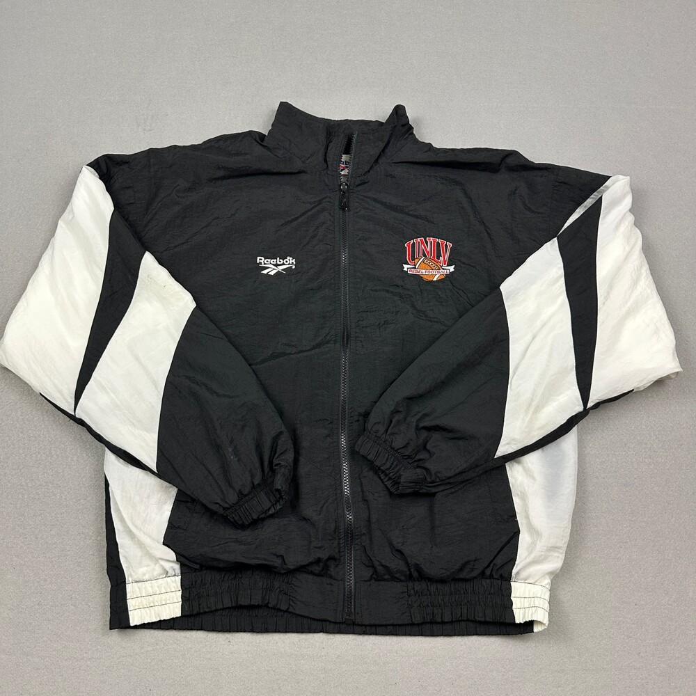Vintage UNLV Running Rebels Jacket Men Medium Black Reebok Windbreaker Zip M *